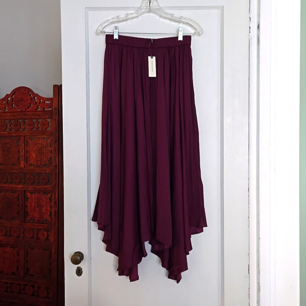Anthropologie hanky hem satin skirt